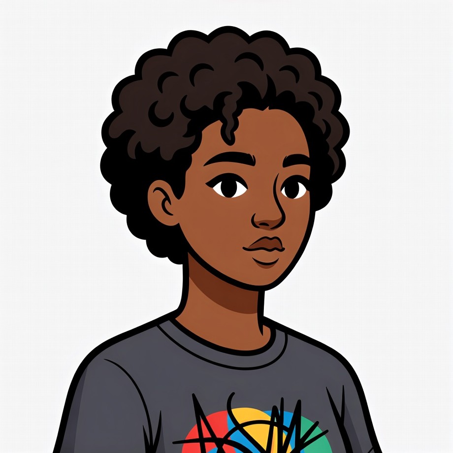 African-American girl with curly hair African-American girl with curly hair