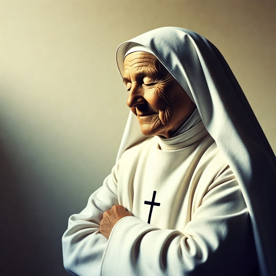 Elderly nun with arms crossed Elderly nun with arms crossed