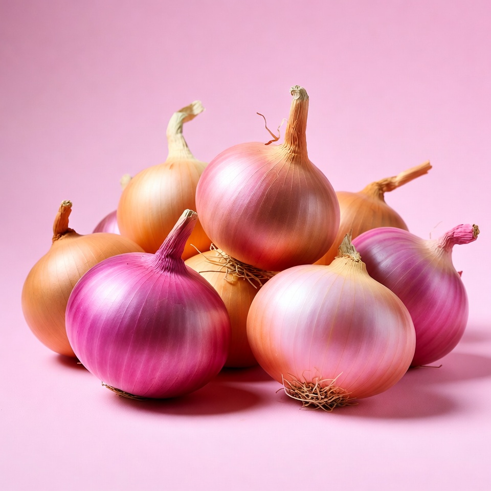 Pink Onions on Pink Background Pink Onions on Pink Background