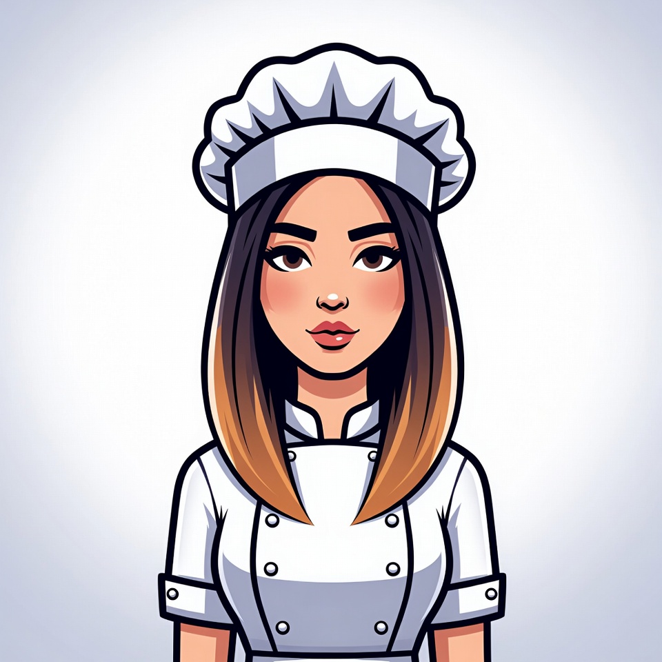 Asian woman chef illustration Asian woman chef illustration