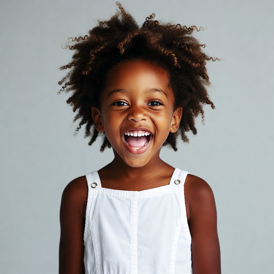 African-American girl laughing happily African-American girl laughing happily
