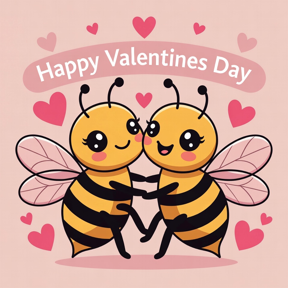 Cute Bees Hugging on Valentines Day Cute Bees Hugging on Valentines Day