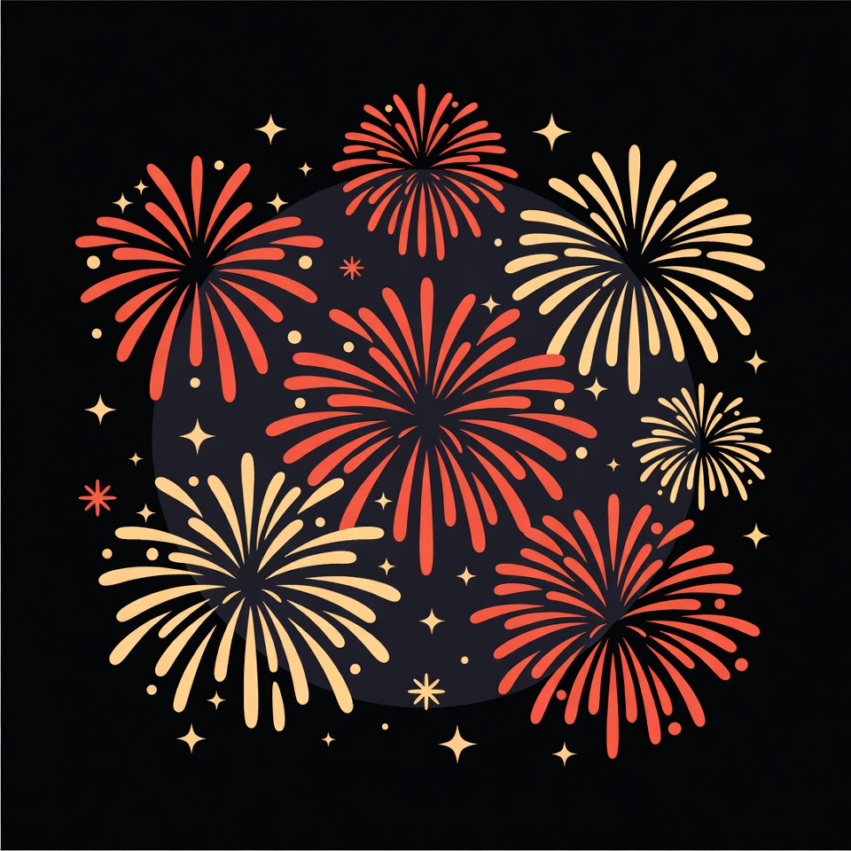 Red and Yellow Fireworks Burst Illustration Red and Yellow Fireworks Burst Illustration