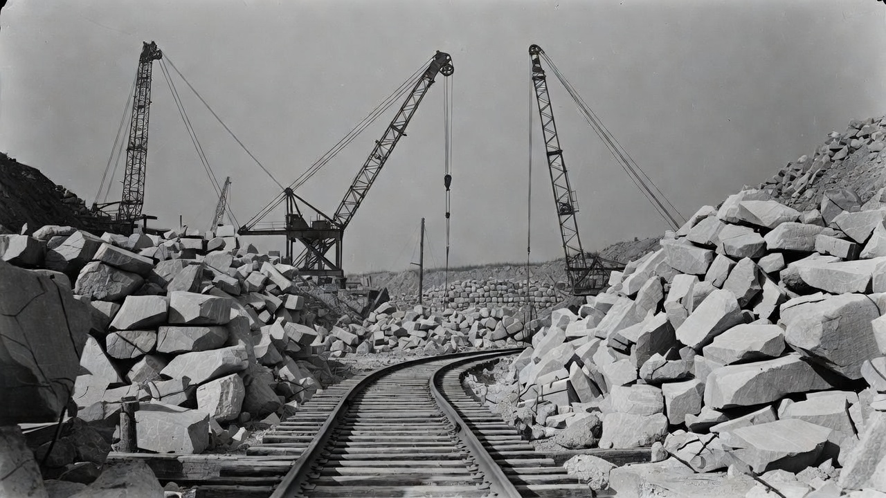 Vintage Cranes Loading Rocks Quarry Vintage Cranes Loading Rocks Quarry