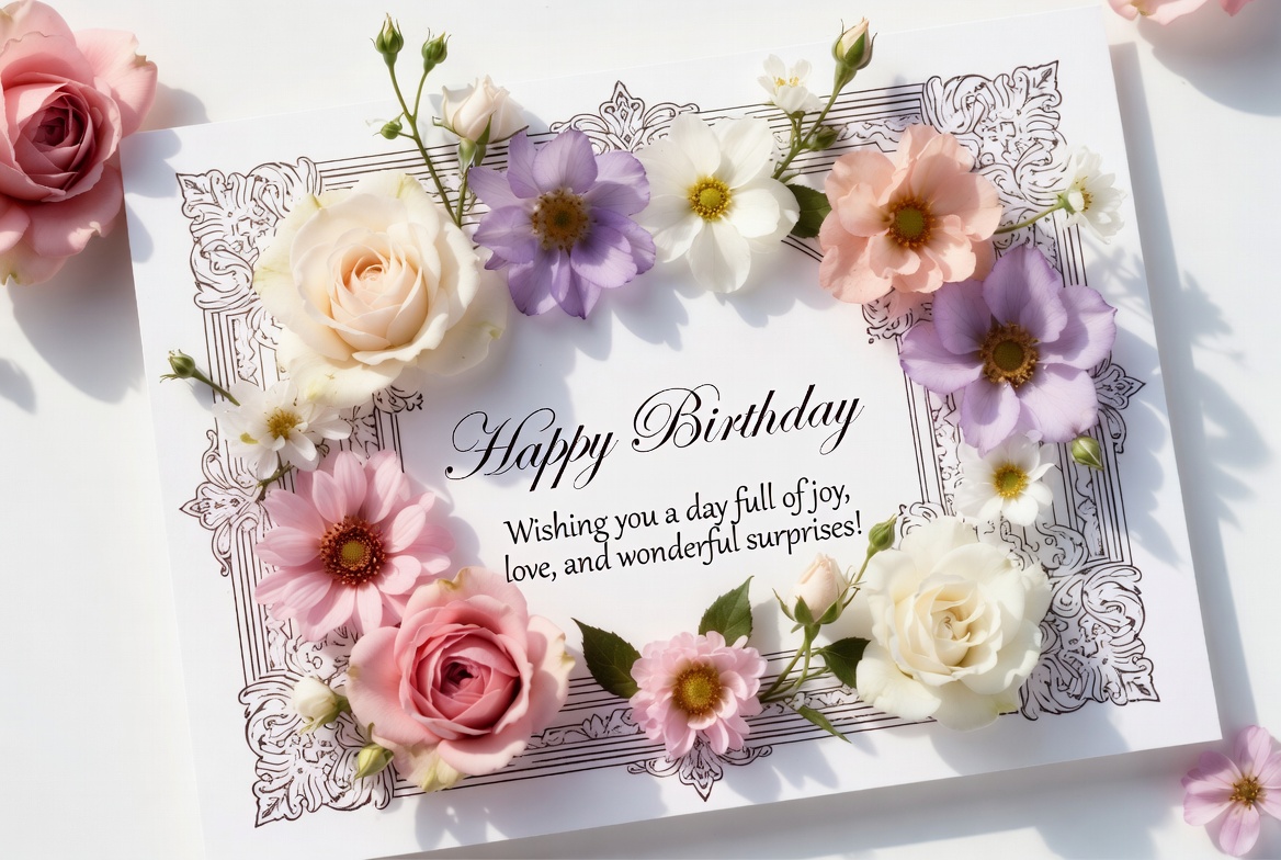 Happy Birthday Flowers Greeting Card Happy Birthday Flowers Greeting Card