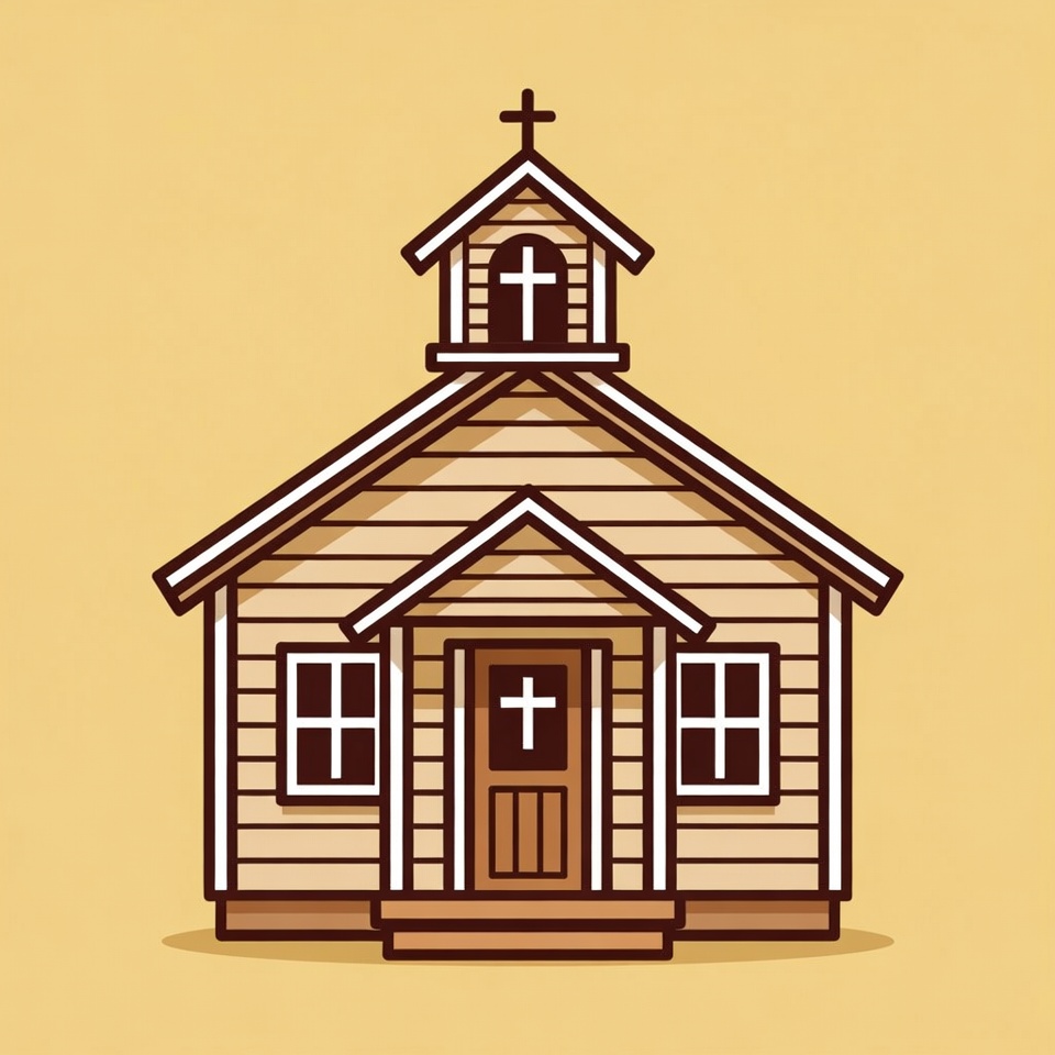 Cartoon Wooden Church with Steeple Cartoon Wooden Church with Steeple