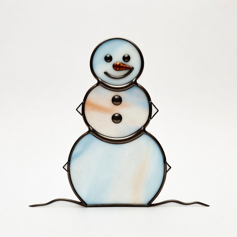 Stained Glass Snowman Figure Stained Glass Snowman Figure