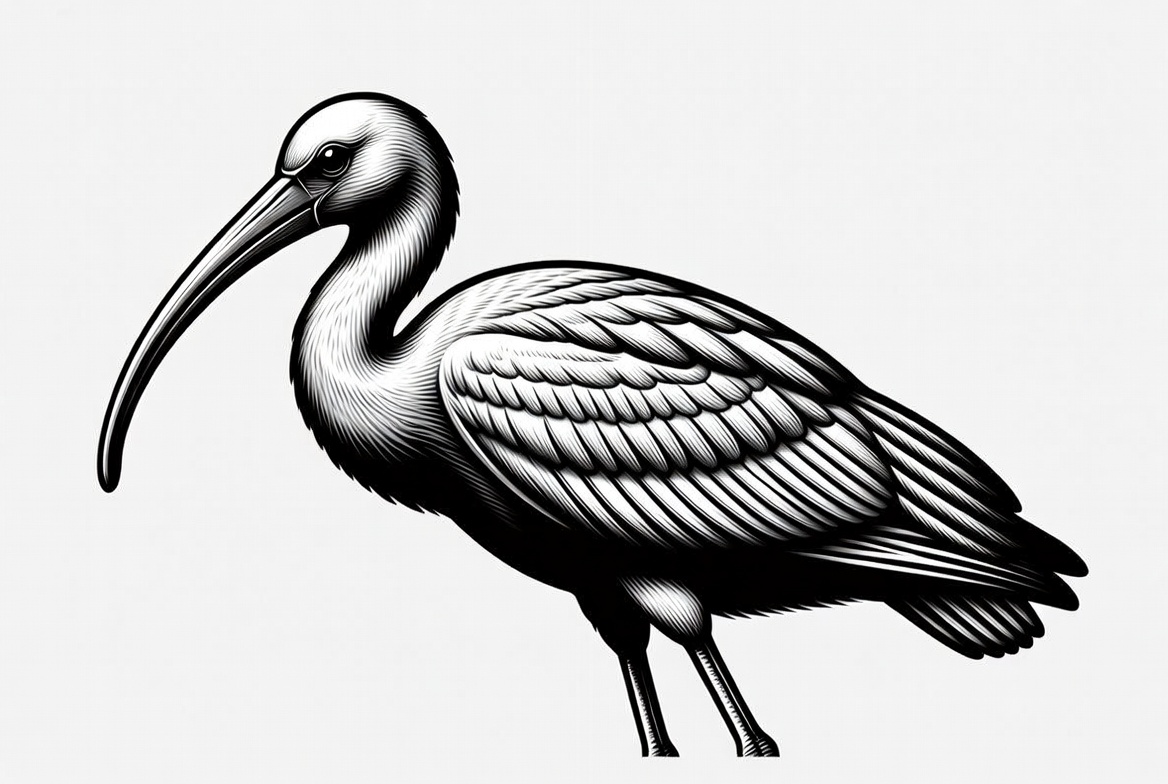 Ibis bird line art illustration Ibis bird line art illustration