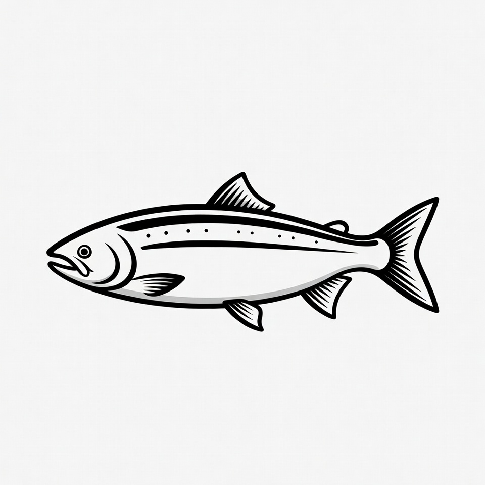 Black and white salmon illustration Black and white salmon illustration