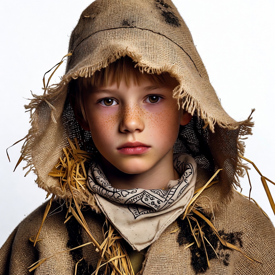 Boy in Scarecrow Costume Boy in Scarecrow Costume