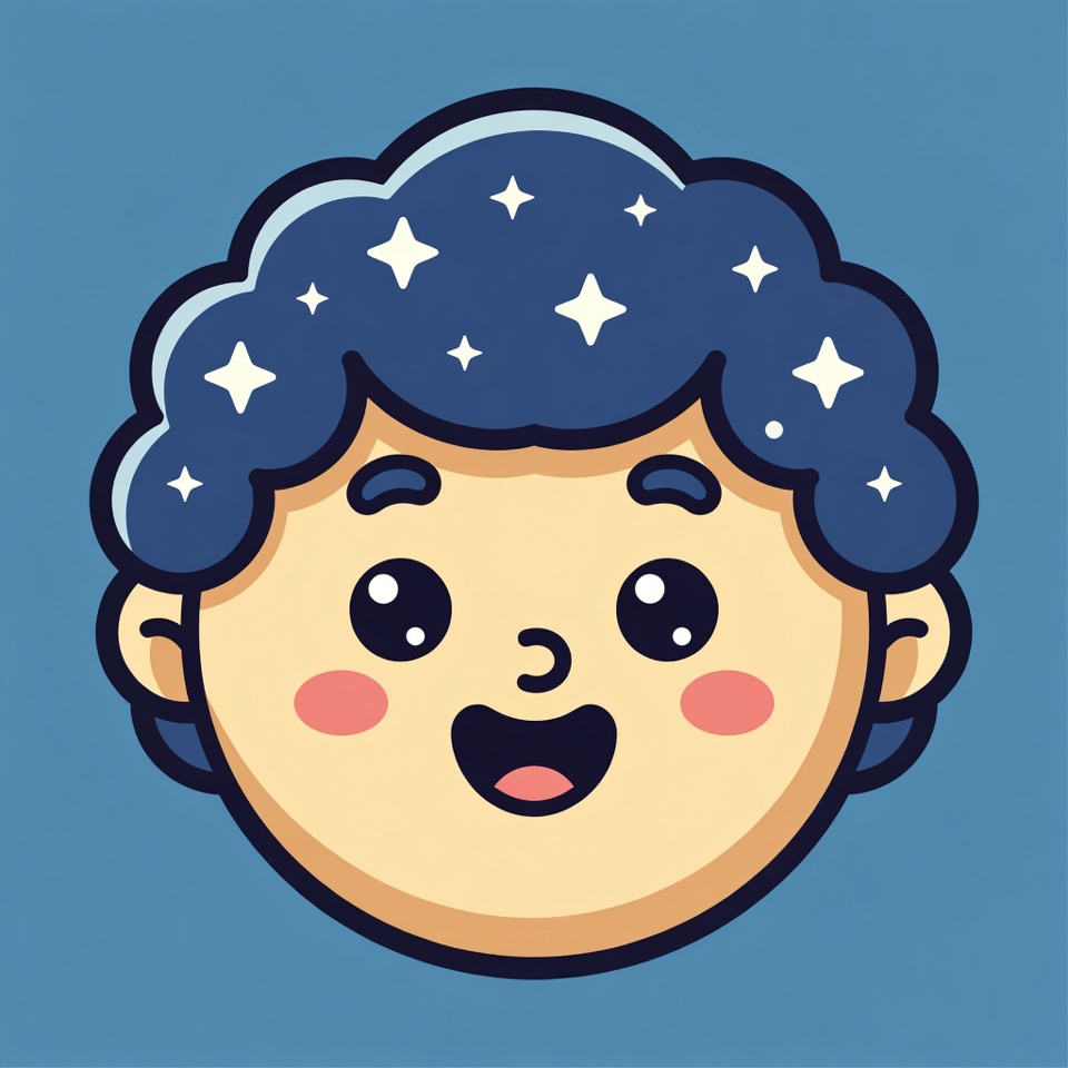 Cartoon Boy with Starry Blue Hair Cartoon Boy with Starry Blue Hair