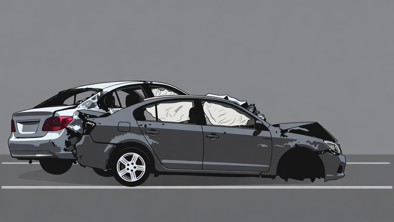 Two Cars in Collision Crash Two Cars in Collision Crash