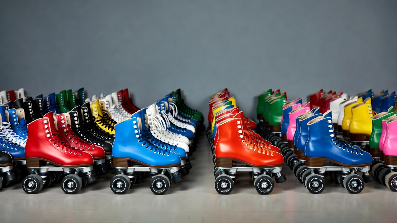 Colorful Roller Skates in Rows Colorful Roller Skates in Rows