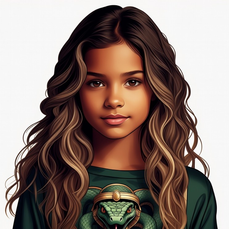 Girl with snake emblem shirt Girl with snake emblem shirt