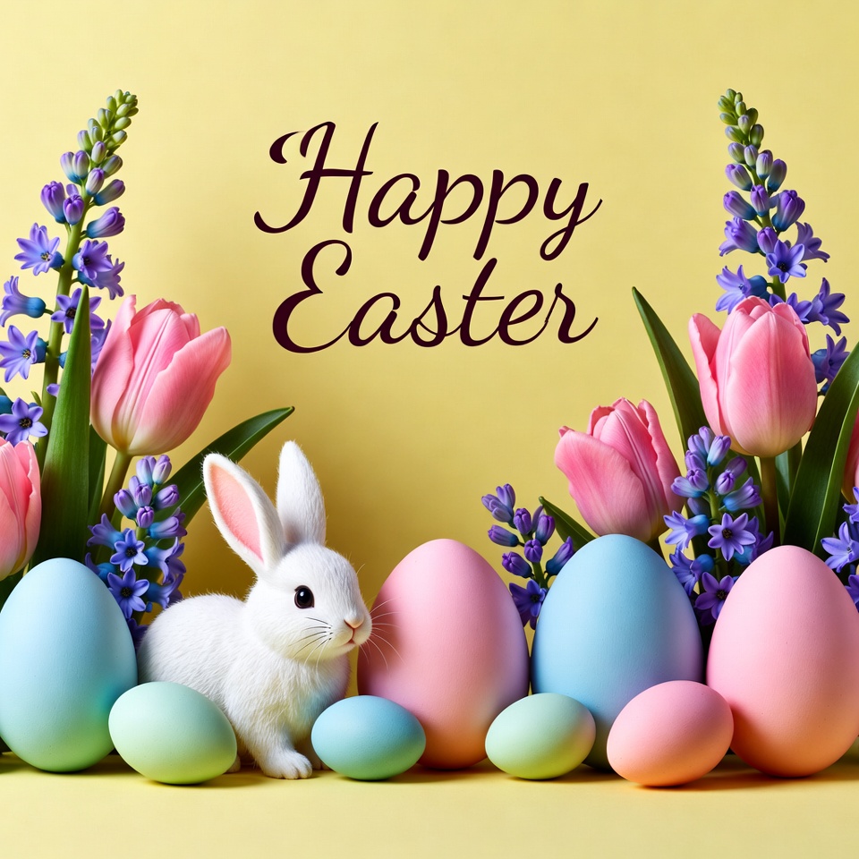 Happy Easter Bunny with Eggs Happy Easter Bunny with Eggs