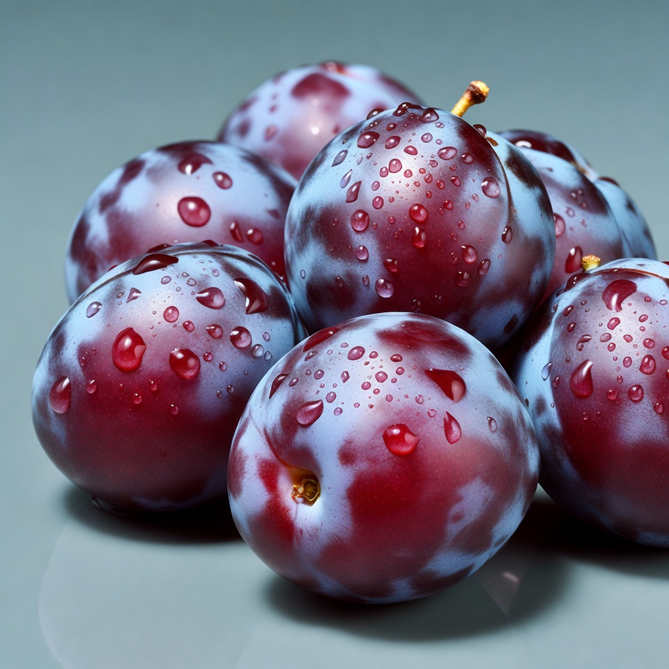 Fresh Plums with Water Droplets Fresh Plums with Water Droplets