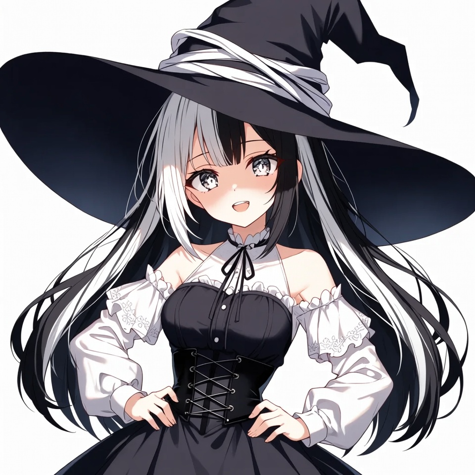 Anime girl in black witch hat Anime girl in black witch hat