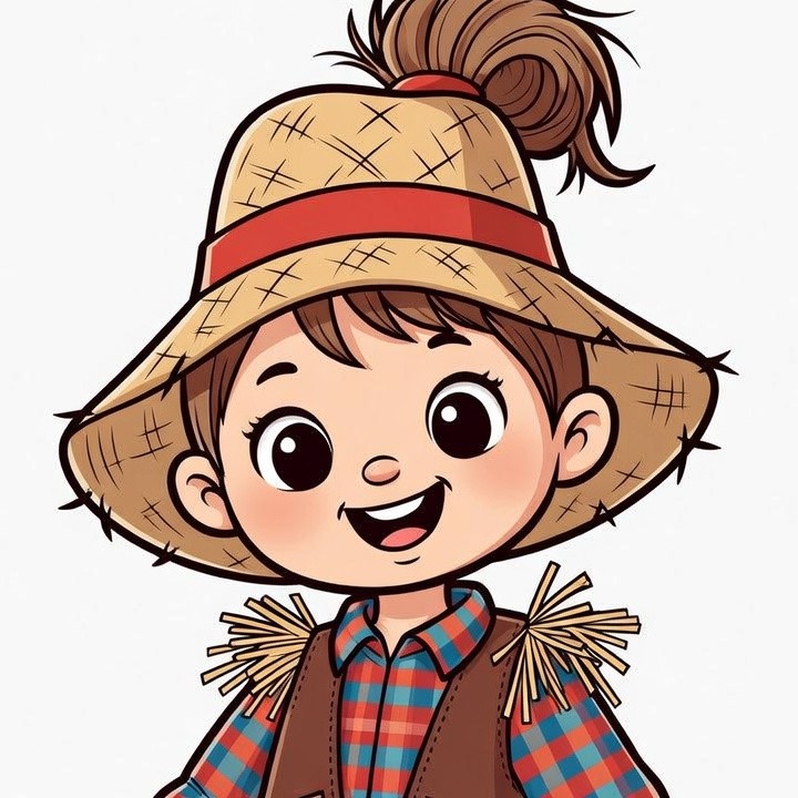 Cartoon girl in straw hat Cartoon girl in straw hat