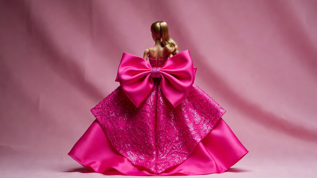 Barbie doll in pink gown with bow Barbie doll in pink gown with bow