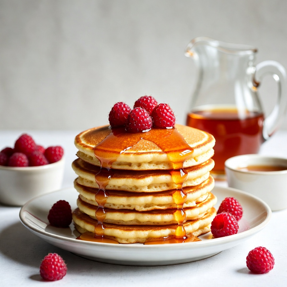 Pancakes with Raspberries and Maple Syrup Pancakes with Raspberries and Maple Syrup