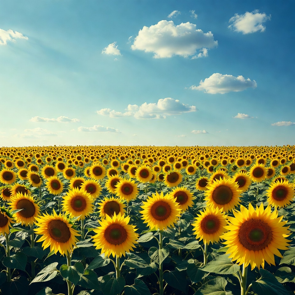 Sunflower Field Under Blue Sky Sunflower Field Under Blue Sky