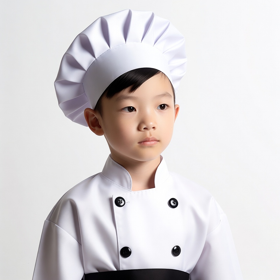Asian boy wearing chef uniform Asian boy wearing chef uniform