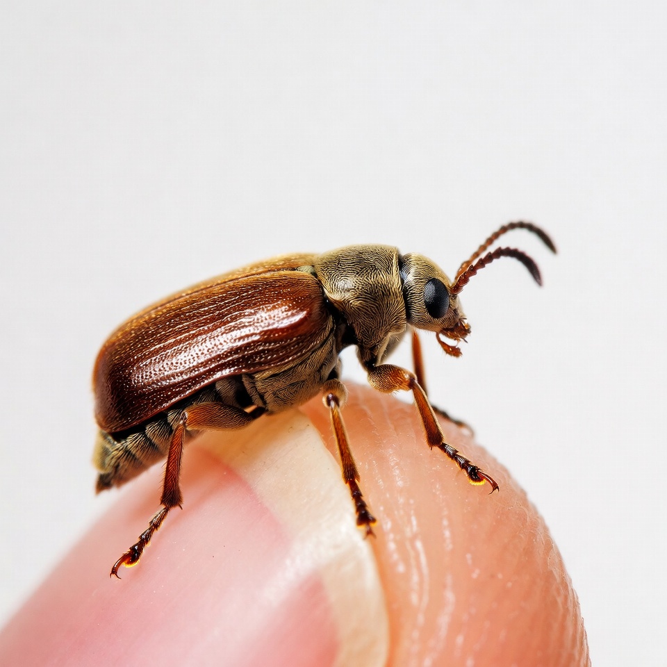 Leaf Beetle on Human Finger Leaf Beetle on Human Finger