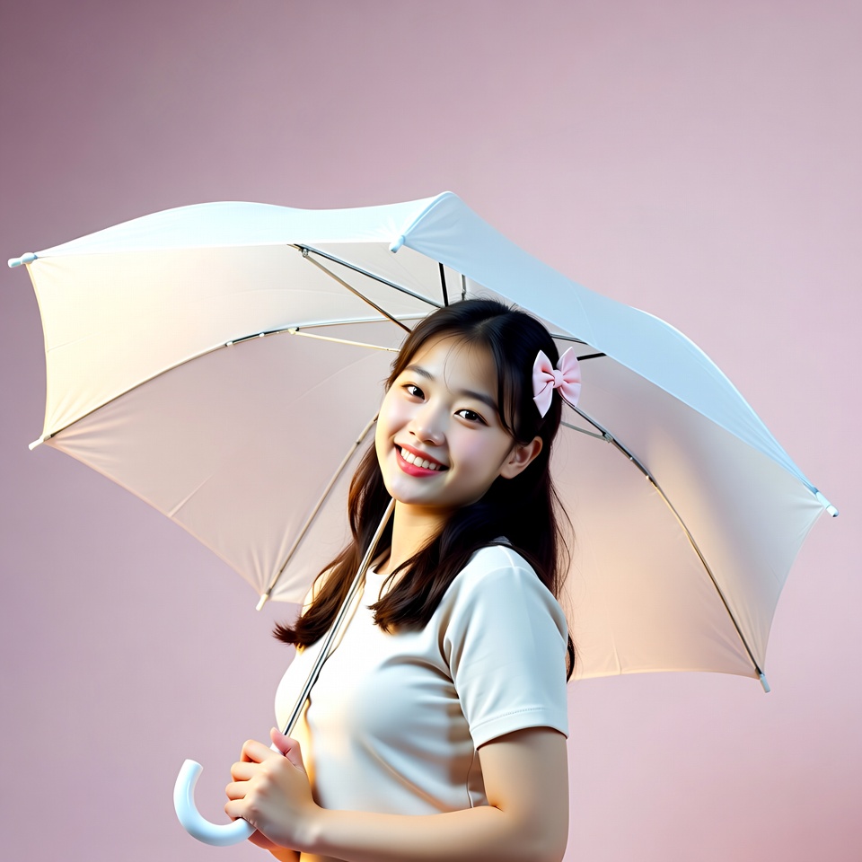 Asian girl holding white umbrella Asian girl holding white umbrella