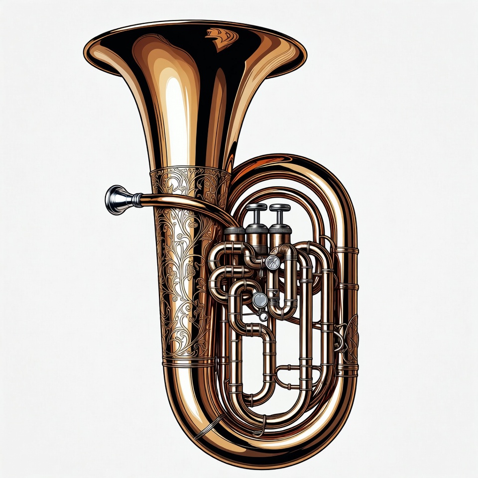 Ornate Brass Tuba Illustration Ornate Brass Tuba Illustration