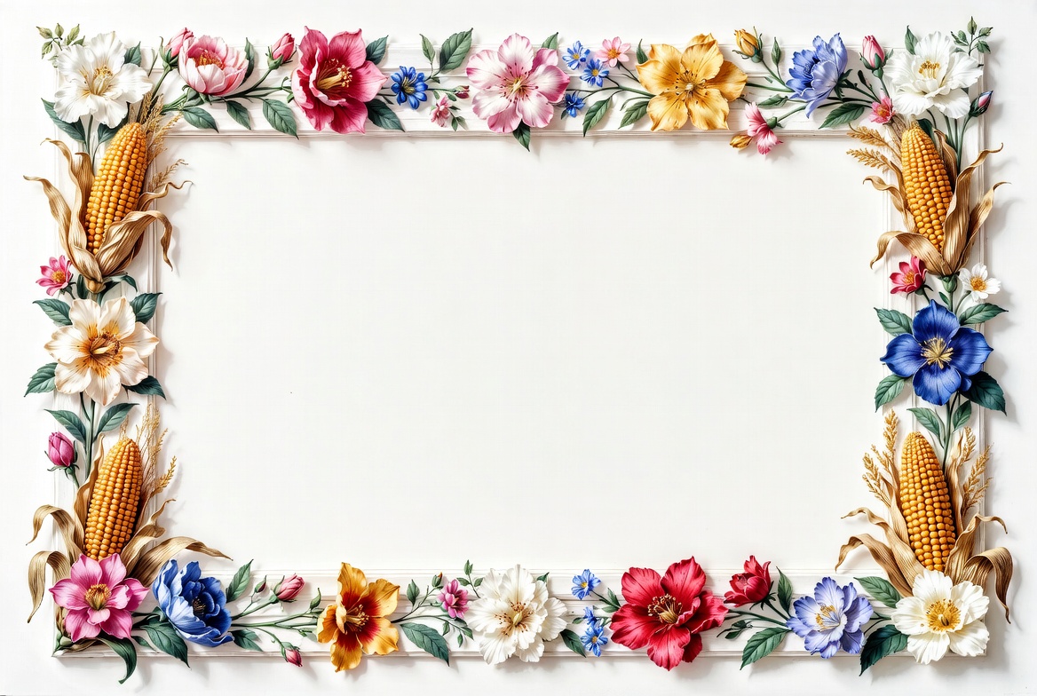 Floral Flower Corn Border Frame Floral Flower Corn Border Frame