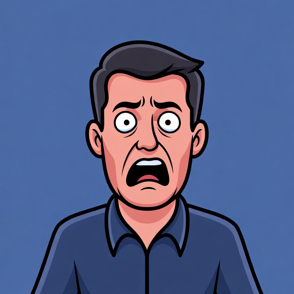 Cartoon man with shocked expression Cartoon man with shocked expression