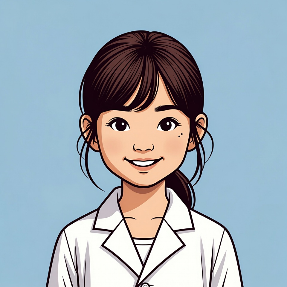 Asian girl in white lab coat Asian girl in white lab coat