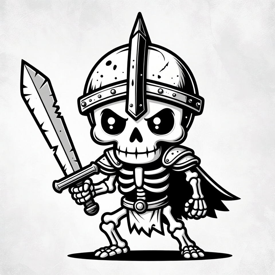Cartoon Skeleton Warrior with Sword Cartoon Skeleton Warrior with Sword