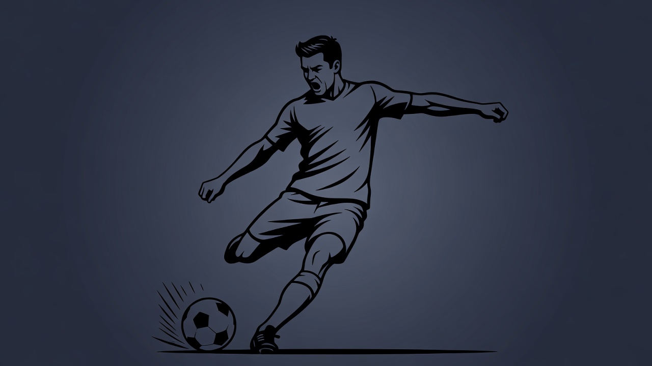 Man kicking soccer ball silhouette Man kicking soccer ball silhouette