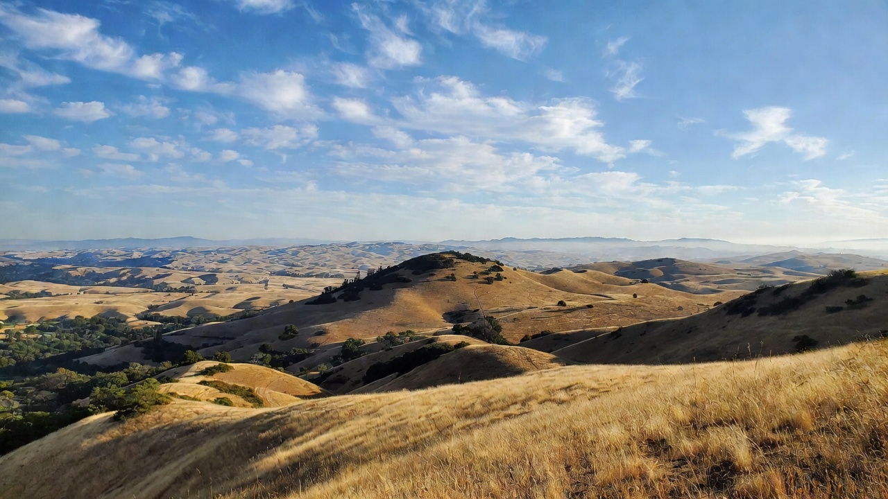 Golden Hills Landscape Under Blue Sky Golden Hills Landscape Under Blue Sky