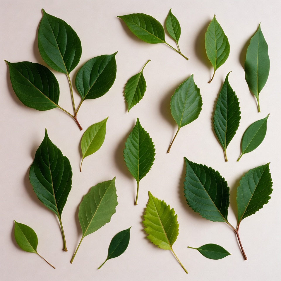 Green leaves on white background Green leaves on white background