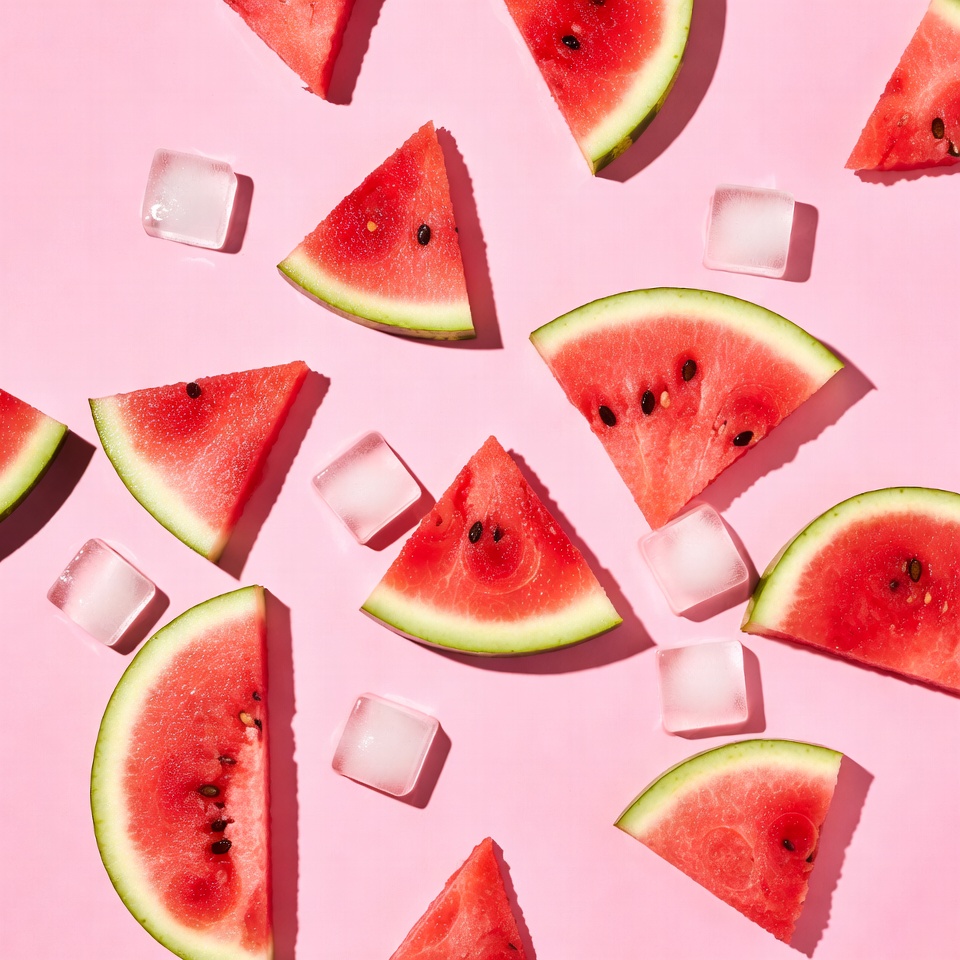 Watermelon Slices with Ice Cubes Watermelon Slices with Ice Cubes