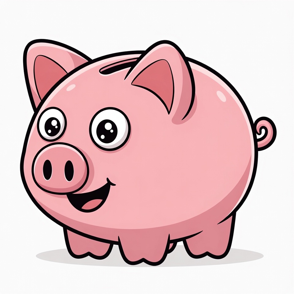 Cute Pink Piggy Bank Illustration Cute Pink Piggy Bank Illustration