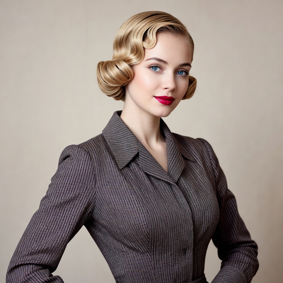 Woman with vintage finger waves hairstyle Woman with vintage finger waves hairstyle