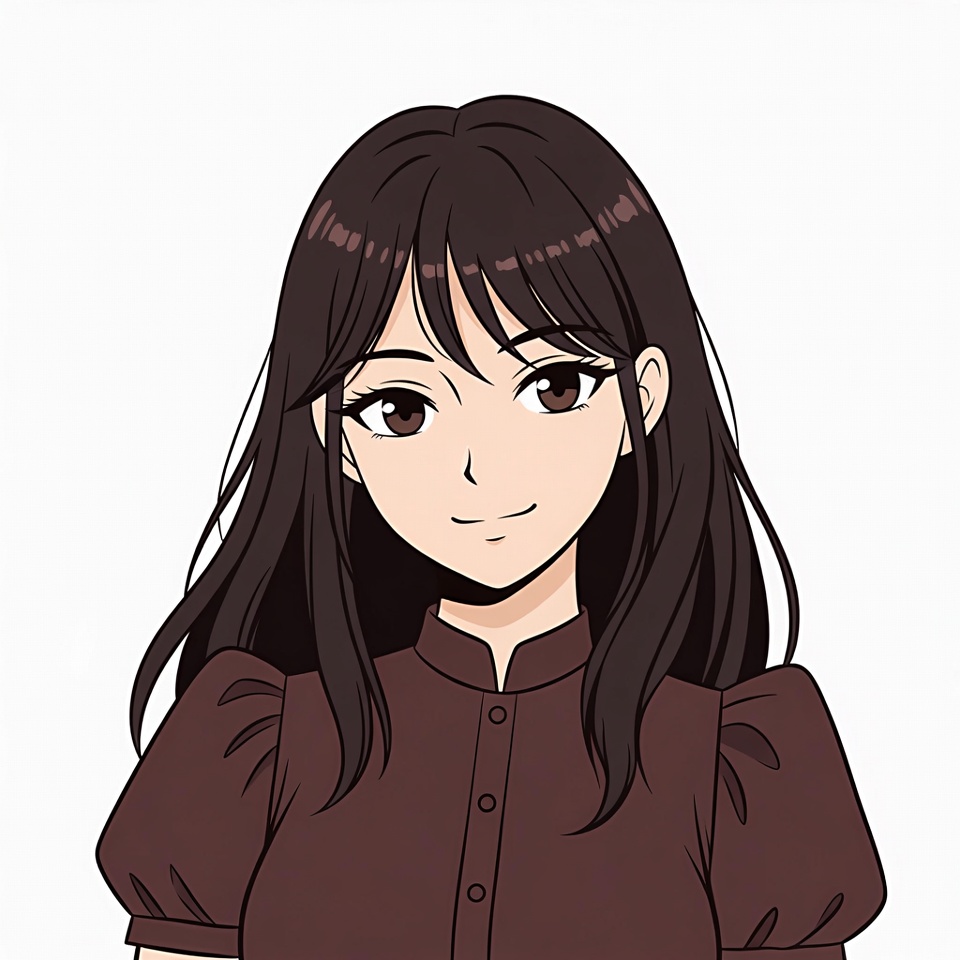 Anime girl with long brown hair Anime girl with long brown hair