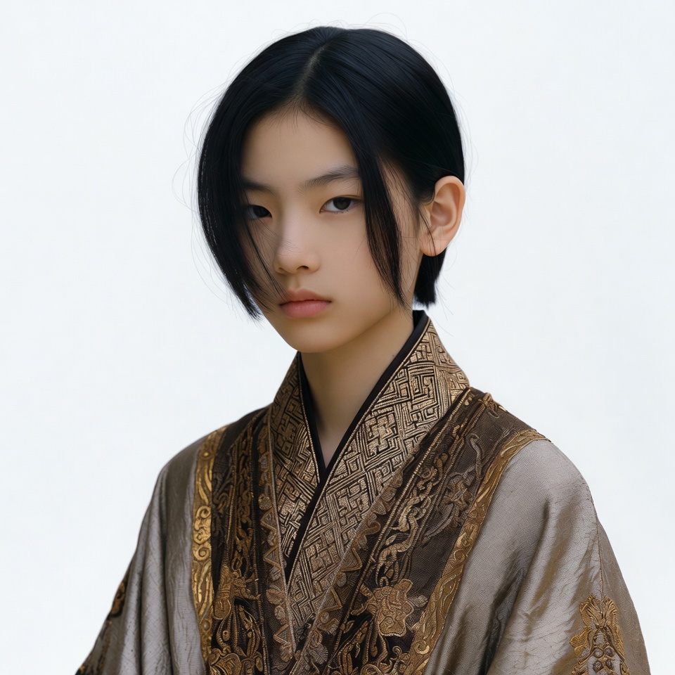 Asian girl in ornate silk robe Asian girl in ornate silk robe