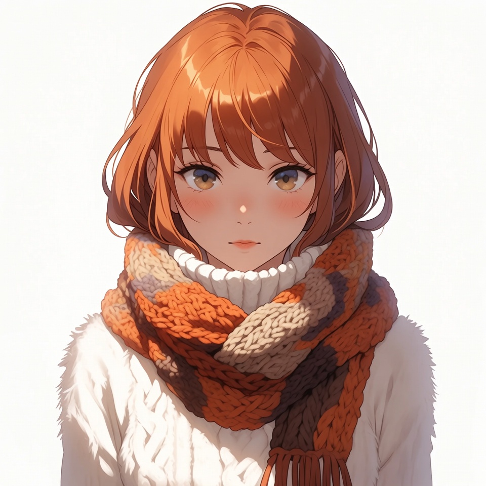 Anime girl with orange scarf Anime girl with orange scarf