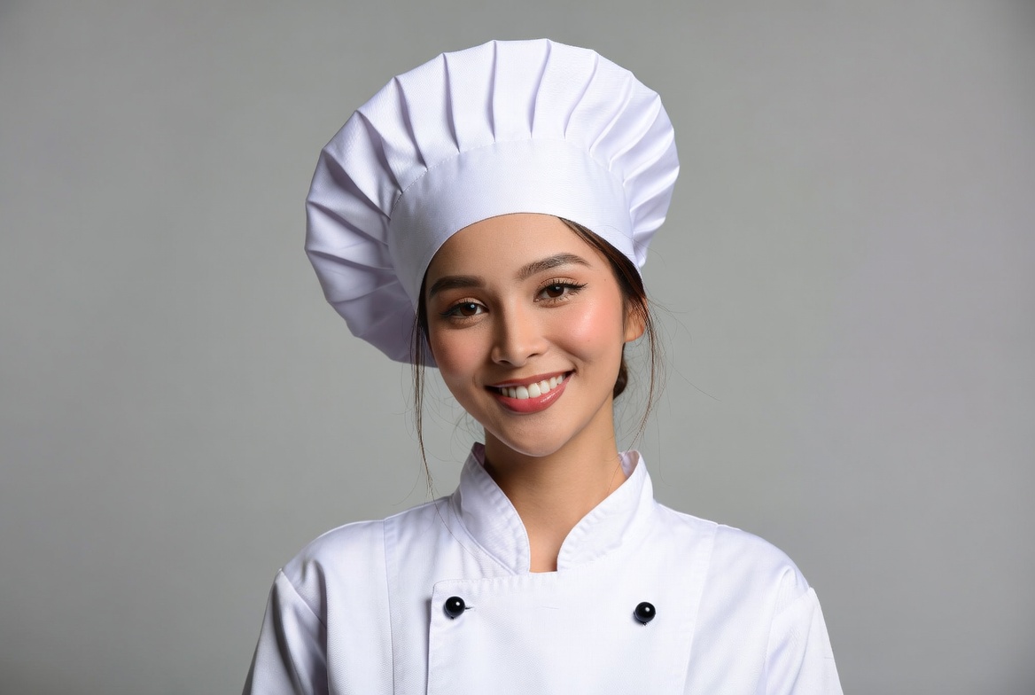 Asian woman chef smiling Asian woman chef smiling