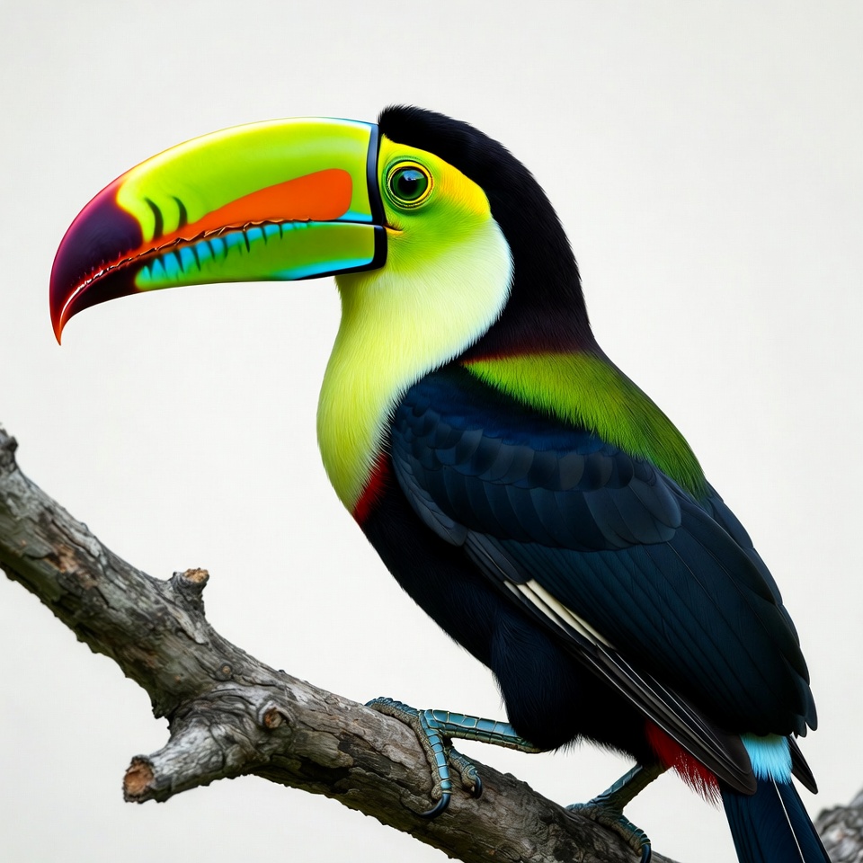 Colorful Toucan Perched on Branch Colorful Toucan Perched on Branch