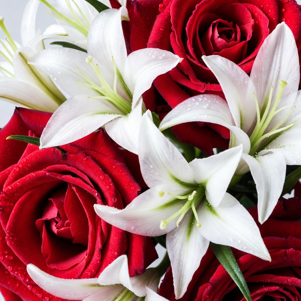 Red Roses and White Lilies Bouquet Red Roses and White Lilies Bouquet