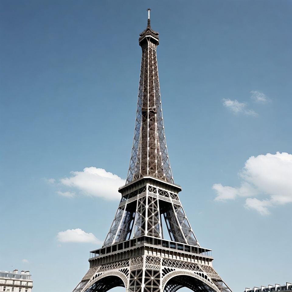 Eiffel Tower against blue sky Eiffel Tower against blue sky