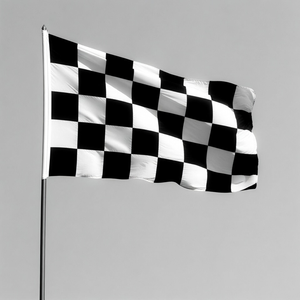 Checkered Flag Waving on Pole Checkered Flag Waving on Pole