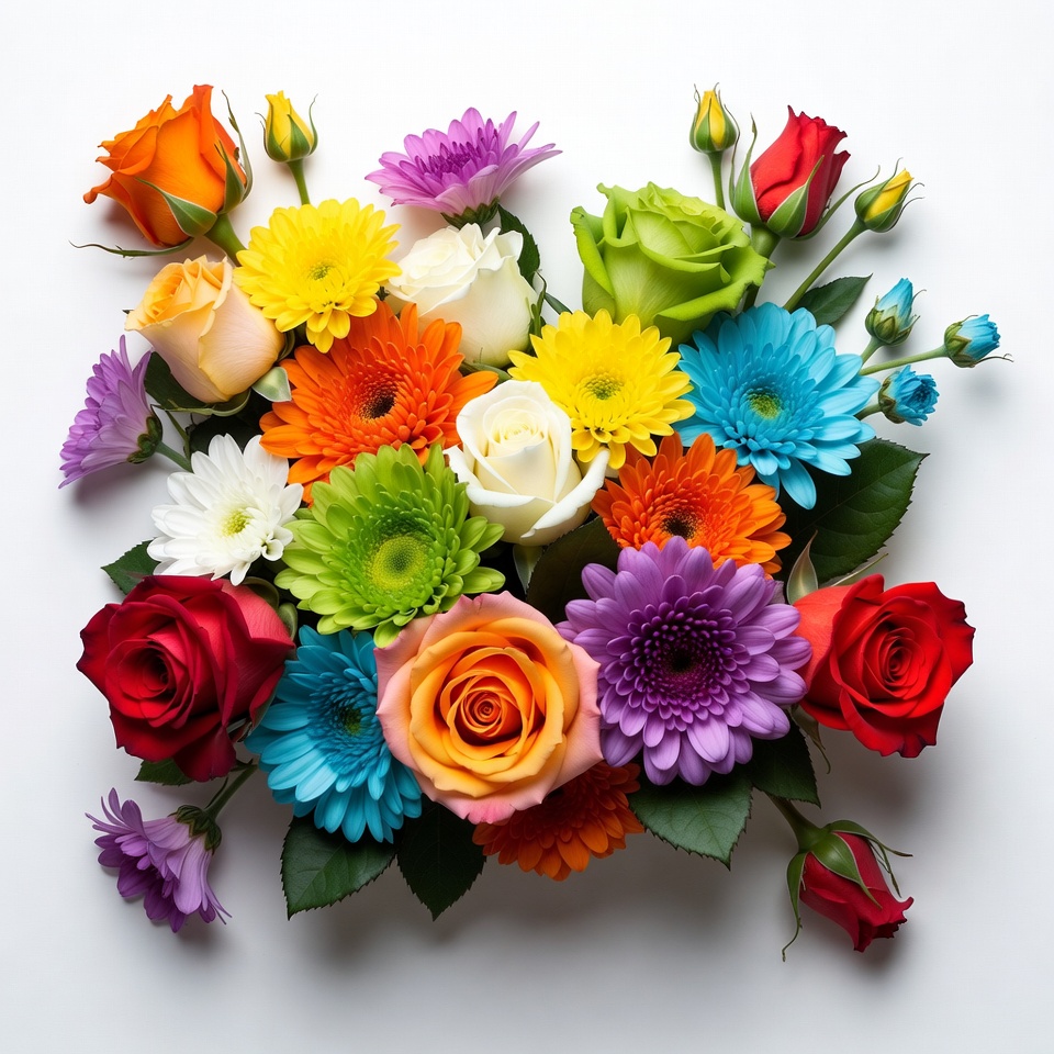 Colorful Flower Bouquet on White Background Colorful Flower Bouquet on White Background