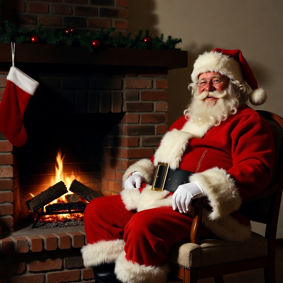 Santa Claus sitting by fireplace Santa Claus sitting by fireplace