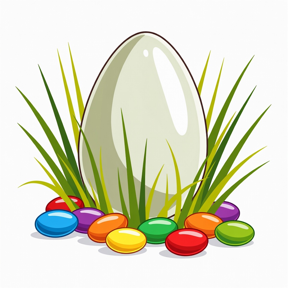 White Easter Egg with Rainbow Candy Eggs White Easter Egg with Rainbow Candy Eggs